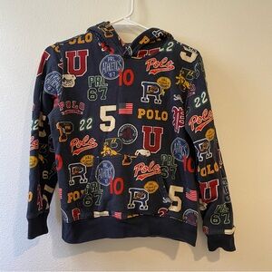 PoloRalph Lauren letterman print Hoodie sz S Grunge Streetwear